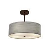 Textile Classic 3-Light Dark Bronze Drum Pendant with Gray Linen Fabric Shade by Justice Design -Justice Design Sales dark bronze justice design chandeliers fab 9591 gray dbrz 64 1000