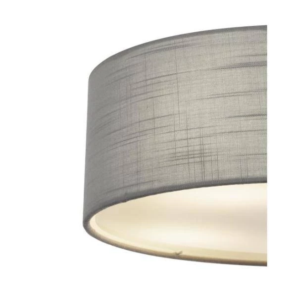 Textile Classic 3-Light Dark Bronze Drum Pendant with Gray Linen Fabric Shade by Justice Design 4 Textile Classic 3-Light Dark Bronze Drum Pendant with Gray Linen Fabric Shade by Justice Design - Image 2