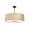 Textile Classic 6-Light Dark Bronze Drum Pendant with Cream Linen Fabric Shade by Justice Design