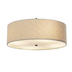 Textile Classic 6-Light Dark Bronze Drum Pendant with Cream Linen Fabric Shade by Justice Design -Justice Design Sales dark bronze justice design chandeliers fab 9592 crem dbrz c3 1000
