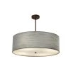 Textile Classic 6-Light Dark Bronze Drum Pendant with Gray Linen Fabric Shade by Justice Design -Justice Design Sales dark bronze justice design chandeliers fab 9592 gray dbrz 64 1000