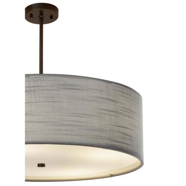 Textile Classic 6-Light Dark Bronze Drum Pendant with Gray Linen Fabric Shade by Justice Design 4 Textile Classic 6-Light Dark Bronze Drum Pendant with Gray Linen Fabric Shade by Justice Design - Image 2