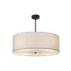 Textile Classic 6-Light Dark Bronze Drum Pendant with White Linen Fabric Shade by Justice Design -Justice Design Sales dark bronze justice design chandeliers fab 9592 whte dbrz 64 1000