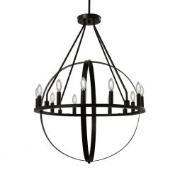 Orbit 12-Light Dark Bronze Candlestick Chandelier by Justice Design