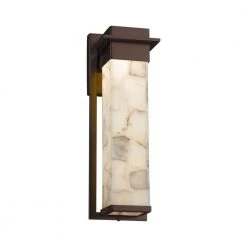 Alabaster Rocks Pacific Dark Bronze LED Outdoor Wall Lantern Sconce with Alabaster Rocks Shade by Justice Design
