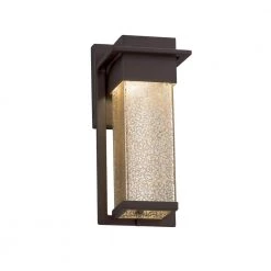 Fusion Pacific Dark Bronze Outdoor Integrated LED Wall Lantern Sconce with Mercury Glass Shade by Justice Design