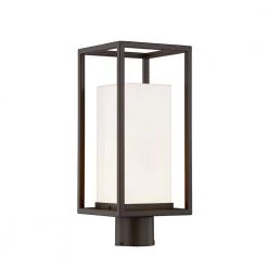 Fusion Collection Laguna Family 1-Light Bronze, Brown, White LED Outdoor Post Light by Justice Design