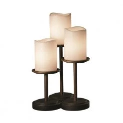 CandleAria Dakota 3-Light 16 in. Dark Bronze Table Lamp with Cream Shade by Justice Design