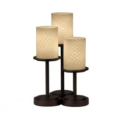 Fusion Dakota 3-Light 16 in. Dark Bronze Table Lamp with Weave Shade by Justice Design