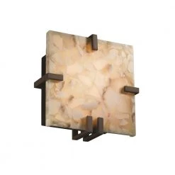 Alabaster Rocks Clips 1-Light Dark Bronze LED Wall Sconce with Alabaster Rocks Shade by Justice Design
