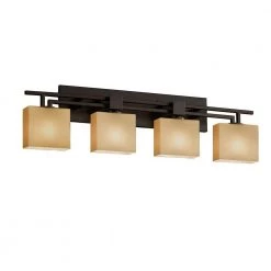 Fusion Aero 4-Light Dark Bronze Bath Light with Almond Shade by Justice Design