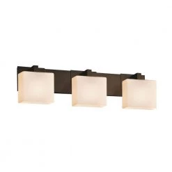 Fusion Modular 3-Light Dark Bronze Bath Light with Opal Shade by Justice Design