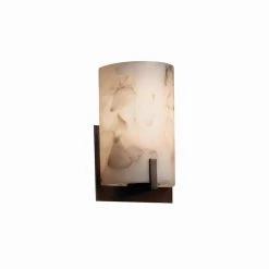 Alabaster Rocks Century 1-Light Dark Bronze Wall Sconce with Alabaster Rocks Shade by Justice Design
