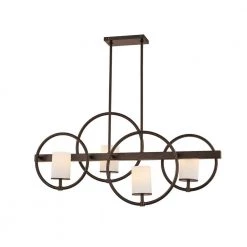 4-Light Dark Bronze Chandelier Integrated LED, Opal by Justice Design