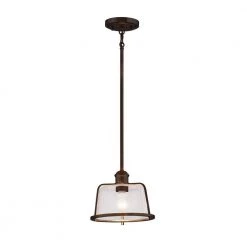 1-Light Integrated LED Dark Bronze, Seeded Shaded Pendant Light by Justice Design