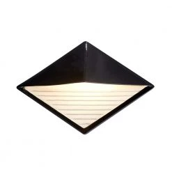 Ambiance Diamond Gloss Black with Matte White Internal Outdoor Integrated LED Sconce by Justice Design