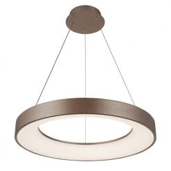 Acryluxe Sway 37-Watt Integrated Light Bronze LED Round Pendant with Opal Acrylic Shade by Justice Design