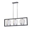 6-Light Matte Black Chandelier Integrated LED Brushed Nickel, Clear Rippled Texture by Justice Design