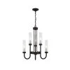 6-Light Integrated LED Matte Black, Clear Frosted Chandelier by Justice Design