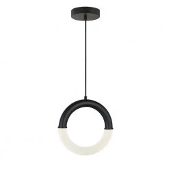 Acryluxe Revolve 14-Watt Integrated LED Matte Black Pendant with Frosted Acrylic Shade by Justice Design