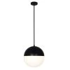 Fusion Ion 5-Watt Integrated LED Matte Black Pendant with Opal Glass Shade by Justice Design -Justice Design Sales matte black justice design chandeliers fsn 4152 opal mblk 64 1000