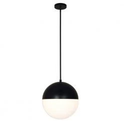 Fusion Ion 5-Watt Integrated LED Matte Black Pendant with Opal Glass Shade by Justice Design