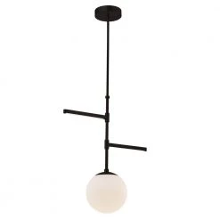 Fusion Intersect 23-Watt Integrated LED Matte Black Pendant with Opal Glass Shade by Justice Design
