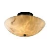LumenAria 14 in. 2-Light Matte Black Semi-Flush Mount with Faux Alabaster Shade by Justice Design -Justice Design Sales matte black justice design flush mount lights fal 9690 35 mblk 64 1000