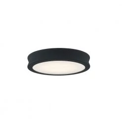 Fusion Bevel 8.5 in. 1-Light Matte Black LED Flush-Mount with Opal Glass Shade by Justice Design