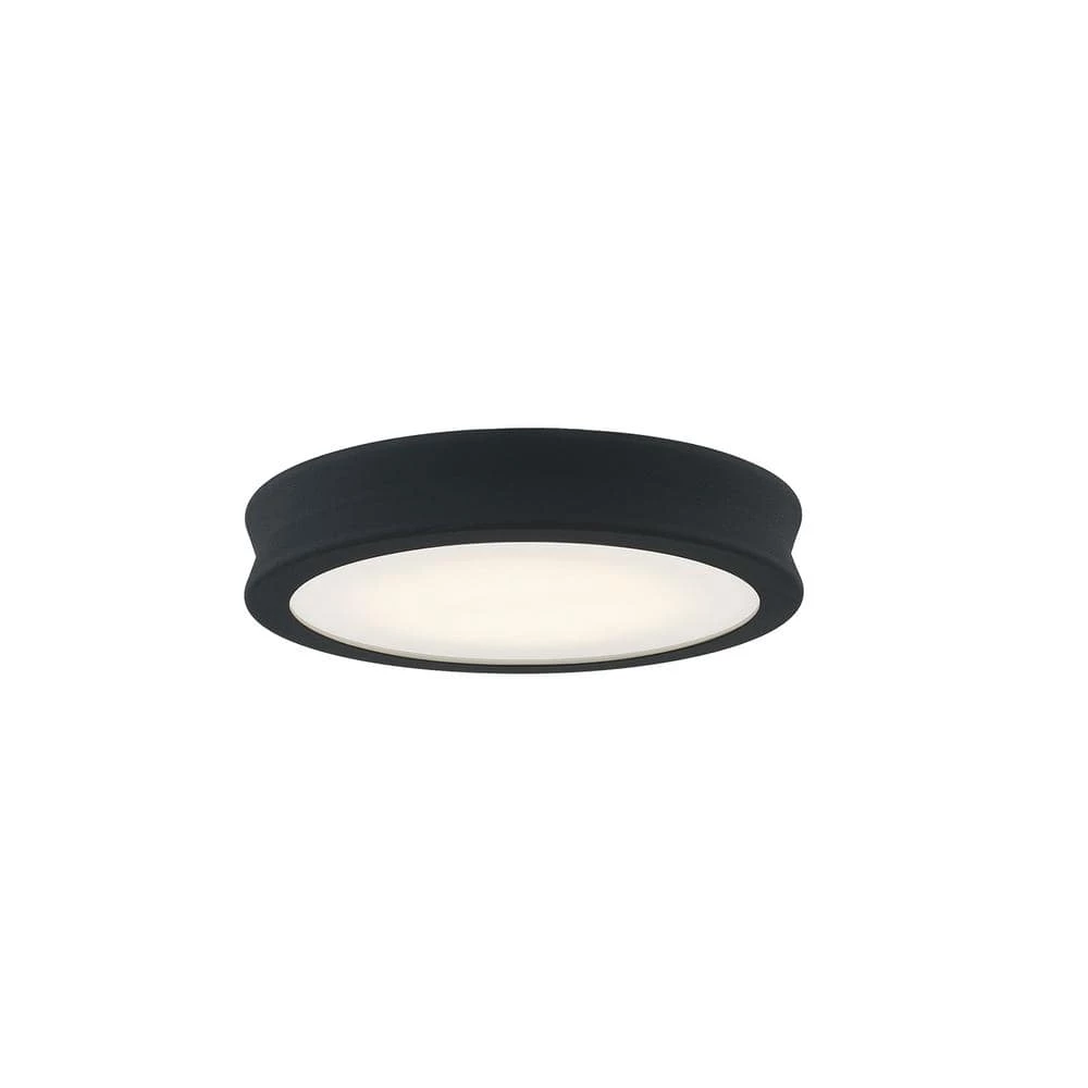 Fusion Bevel 8.5 in. 1-Light Matte Black LED Flush-Mount with Opal Glass Shade by Justice Design 3 Fusion Bevel 8.5 in. 1-Light Matte Black LED Flush-Mount with Opal Glass Shade by Justice Design