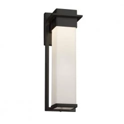 Fusion Pacific Matte Black LED Outdoor Wall Lantern Sconce with Opal Shade by Justice Design