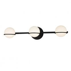 Fusion Centric 23 in. 3-Light Matte Black Vanity Light Bar with Opal Glass Shade by Justice Design