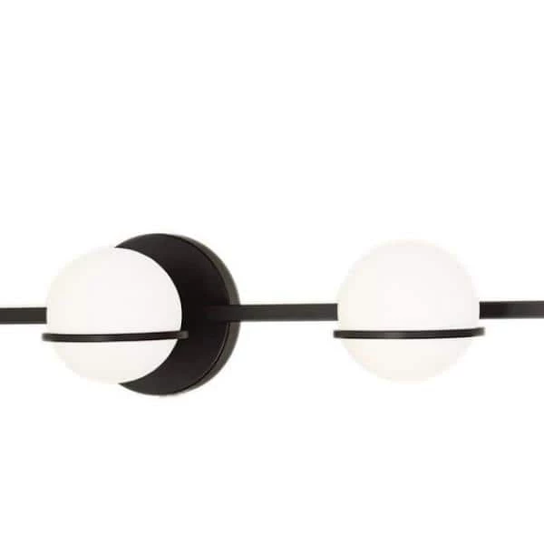 Fusion Centric 41 in. 5-Light Matte Black Vanity Light Bar with Opal Glass Shade by Justice Design 4 Fusion Centric 41 in. 5-Light Matte Black Vanity Light Bar with Opal Glass Shade by Justice Design - Image 2