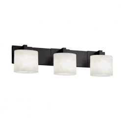 Fusion Modular 3-Light Matte Black Bath Light with Opal Shade by Justice Design