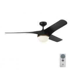 Akova 56 in. Integrated LED Indoor/Outdoor Matte Black Ceiling Fan with Light Kit, DC Motor and 3-Speed Remote Control by Monte Carlo