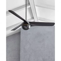 Akova 56 in. Integrated LED Indoor/Outdoor Matte Black Ceiling Fan with Light Kit, DC Motor and 3-Speed Remote Control by Monte Carlo -Justice Design Sales matte black monte carlo ceiling fans with lights 3akr56bkd a0 1000