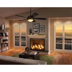 Discus Classic 52 in. Integrated LED Indoor Matte Black Ceiling Fan with 3000K Light Kit by Monte Carlo -Justice Design Sales matte black monte carlo ceiling fans with lights 5dic52bkd v1 1d 1000