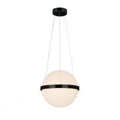 150-Watt Integrated LED Matte Black, Opal Pendant by Justice Design