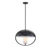 1-Light Integrated LED Matte Black, Opal Shaded Pendant Light by Justice Design