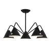 Zag 48-Watt Integrated LED Textured Matte Black Schoolhouse Chandelier by Justice Design -Justice Design Sales matte black textured justice design chandeliers nsh 4245 mbtx 64 1000