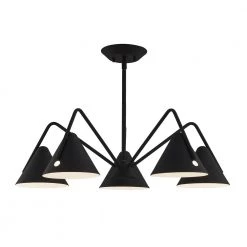 Zag 48-Watt Integrated LED Textured Matte Black Schoolhouse Chandelier by Justice Design