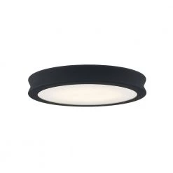Fusion Bevel 12 in. 1-Light Matte Black Textured LED Flush-Mount with Opal Glass Shade by Justice Design