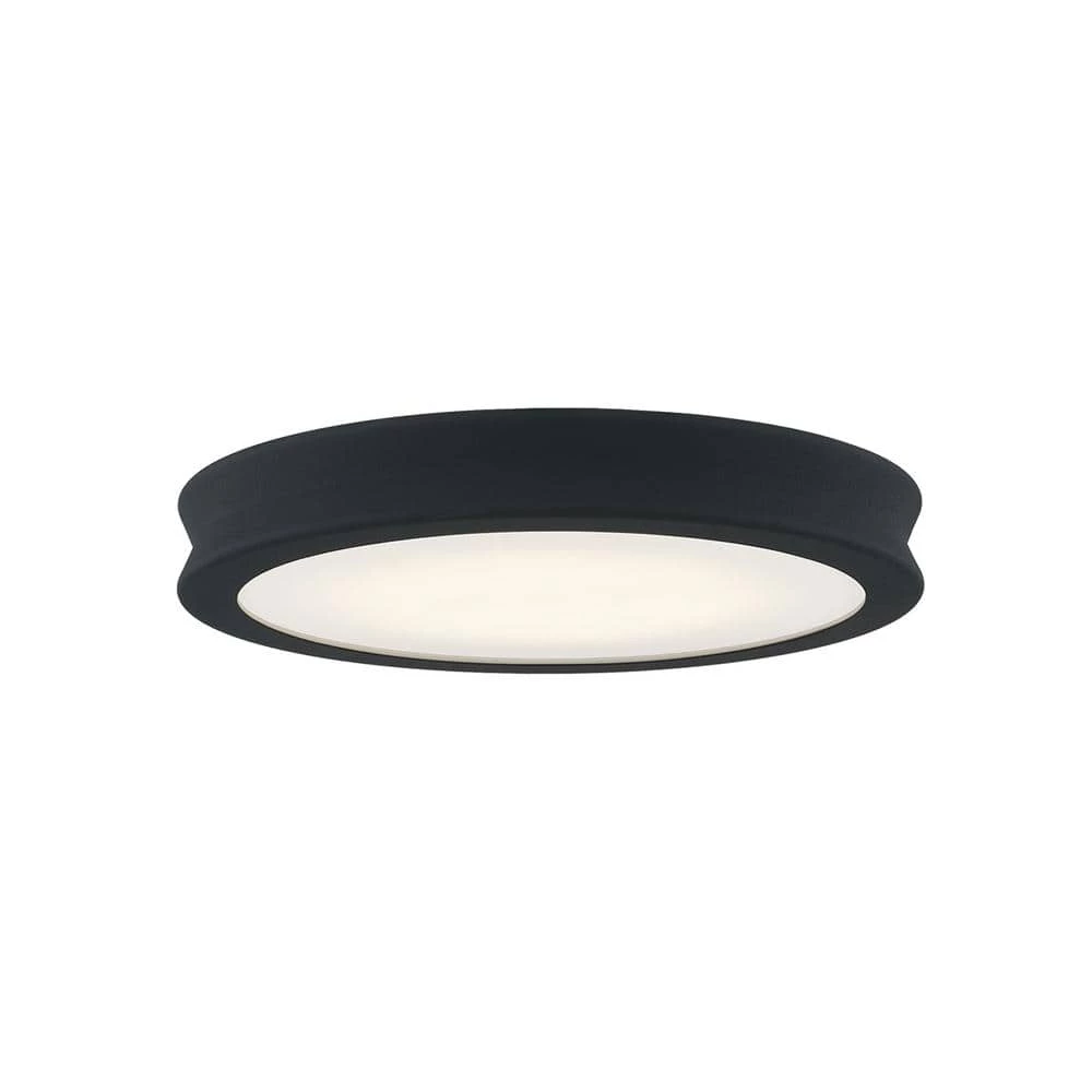 Fusion Bevel 12 in. 1-Light Matte Black Textured LED Flush-Mount with Opal Glass Shade by Justice Design 3 Fusion Bevel 12 in. 1-Light Matte Black Textured LED Flush-Mount with Opal Glass Shade by Justice Design