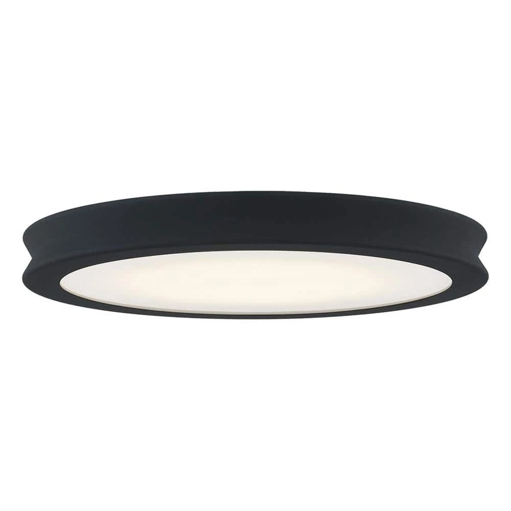 Fusion Bevel 16 in. 1-Light Matte Black Textured LED Flush-Mount with Opal Glass Shade by Justice Design 3 Fusion Bevel 16 in. 1-Light Matte Black Textured LED Flush-Mount with Opal Glass Shade by Justice Design