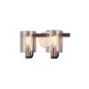 2 Matte Black with Brass Accents, Clear Wall Sconce by Justice Design