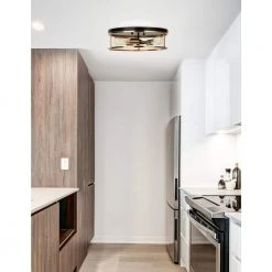 16 in. Matte Black w/Brass Accents Flush Mount by Justice Design -Justice Design Sales matte black w brass accents justice design flush mount lights nsh 4480 mbbr 31 1000