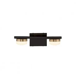 2 Matte Black with Brass Accents, Opal LED Wall Sconce by Justice Design