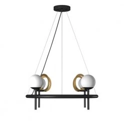 Fusion Halo 4-Light Matte Black Chandelier with Brass Ring Opal Glass Shade by Justice Design -Justice Design Sales matte black w brass ring justice design chandeliers fsn 4225 opal mbbr 1f 1000