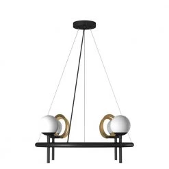 Fusion Halo 4-Light Matte Black Chandelier with Brass Ring Opal Glass Shade by Justice Design -Justice Design Sales matte black w brass ring justice design chandeliers fsn 4225 opal mbbr 44 1000