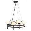 Fusion Halo 4-Light Matte Black Chandelier with Brass Ring Opal Glass Shade by Justice Design -Justice Design Sales matte black w brass ring justice design chandeliers fsn 4225 opal mbbr 64 1000